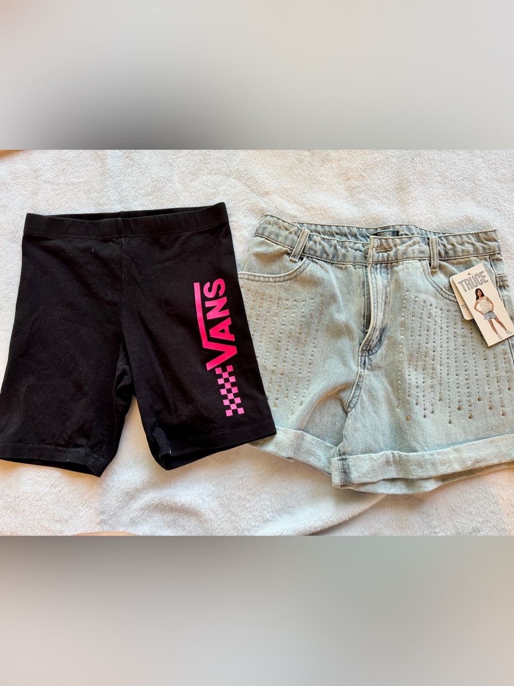 Bundle of girls shorts, denim and bike shorts, size 14